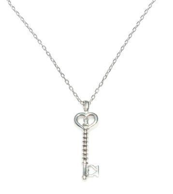 925 Sterling Silver Tiny Heart Key Necklace - 3