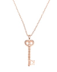 925 Sterling Silver Tiny Heart Key Necklace - 4