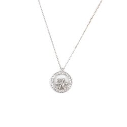 925 Sterling Silver Tiny Snowflake in a Circle Necklace - Nusrettaki (1)