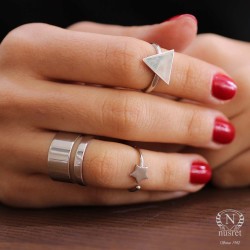 925 Sterling Silver Triangle Ring - 1