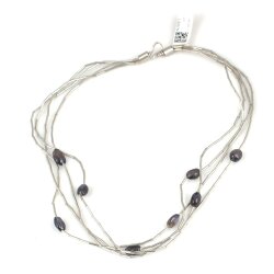 925 Sterling Silver Tube Necklace, Tourmaline Stone - Nusrettaki (1)