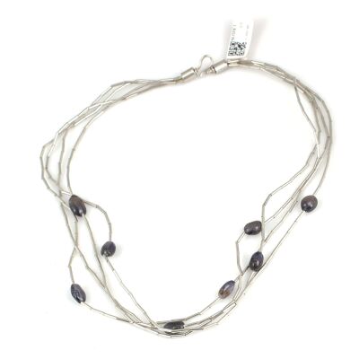 925 Sterling Silver Tube Necklace, Tourmaline Stone - 2