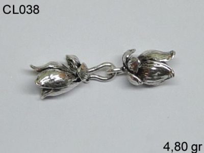 925 Sterling Silver Tulip Flower Hook&Eye Clasp - 1
