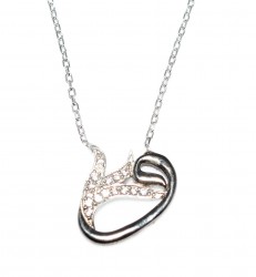 Sterling Silver Tulip Vav Pendant Necklace – White Stone Islamic Jewelry - 3