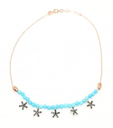 925 Sterling Silver Turquoise stone star model anklet - 2