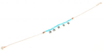 925 Sterling Silver Turquoise stone star model anklet - 3