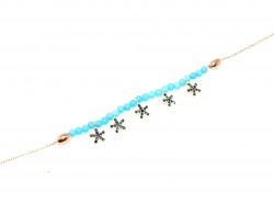 925 Sterling Silver Turquoise stone star model anklet - 4
