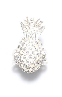925 Sterling Silver White Stone Pineapple Ring - 1