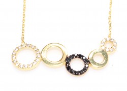 925K Sterling Silver 5 Circle Necklace, Yellow Gold Plated - Nusrettaki