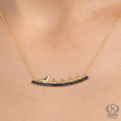 925K Sterling Silver Dove Necklace, Yellow Gold Plated - Nusrettaki