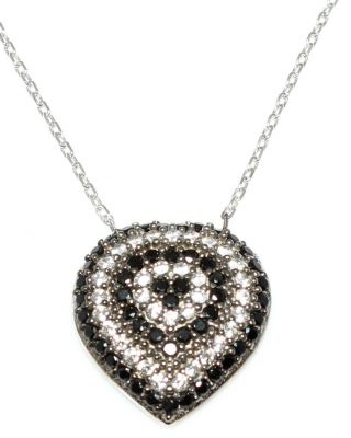 925 Sterling Silver Evil Eye Heart Necklace - 1