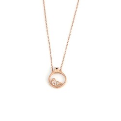 925K Sterling Silver Dove & Solitaire Ring Necklace, Rose Gold Plated - 1