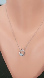 925K Sterling Silver Solitaire Dove Necklace, Yellow Gold Plated - Nusrettaki