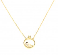 925K Sterling Silver Solitaire Dove Necklace, Yellow Gold Plated - 5