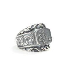 925s Silver Ottoman Tugra Signet Ring - Nusrettaki (1)
