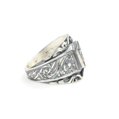 925s Silver Ottoman Tugra Signet Ring - 3
