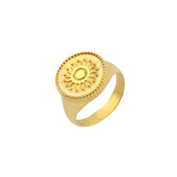 Sterling Silver Sun Signet Ring, Gold Vermeil - Nusrettaki