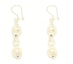 999 Silver Kazaz Handmade Knot Earrings with Two Balls - Nusrettaki
