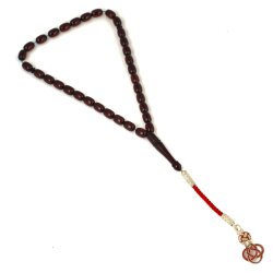 999 Ayar Gümüş Kapsül Kesim Bordo Renk Sıkma Kehribar Tesbih - Nusrettaki (1)