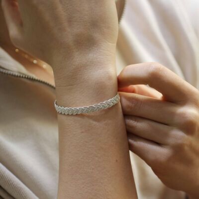 999 Ayar Gümüş Kazaz Örgü Model Bileklik - 1