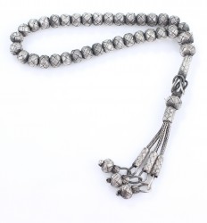 1000 Silver Kazaz Hand-Knitted Tasbeeh, Black - 4