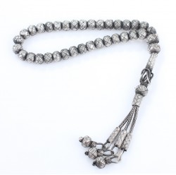 1000 Silver Kazaz Hand-Knitted Tasbeeh, Black - 5