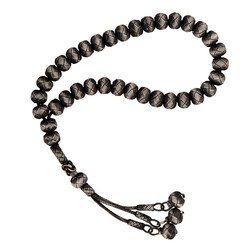 1000 Silver Kazaz Hand-Knitted Tasbeeh, Black - 3