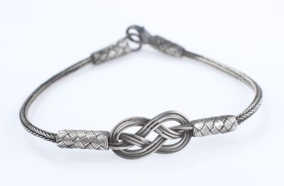 999 Sterling Silver Love Knot Design Bracelet - Black - 2
