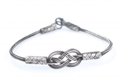 999 Sterling Silver Love Knot Design Bracelet - Black - 3
