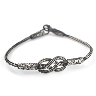 999 Sterling Silver Love Knot Design Bracelet - Black - 1
