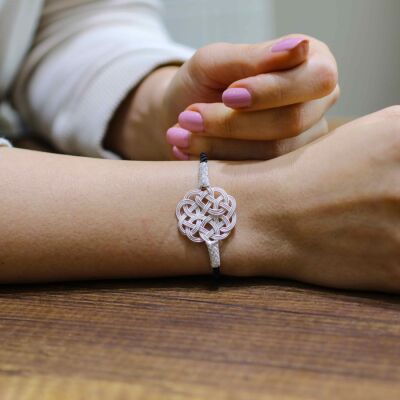 999 Ayar Gümüş Siyah İpli Kazaz Bileklik - 1