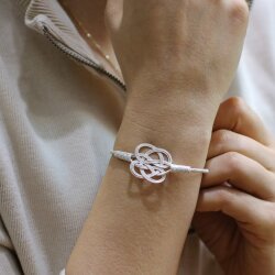 999 Ayar Kazaziye Aşk Düğümü Bileklik, Beyaz - Nusrettaki