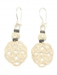 Pure 999 Silver Love Knot Kazaz Earrings, White - Nusrettaki (1)