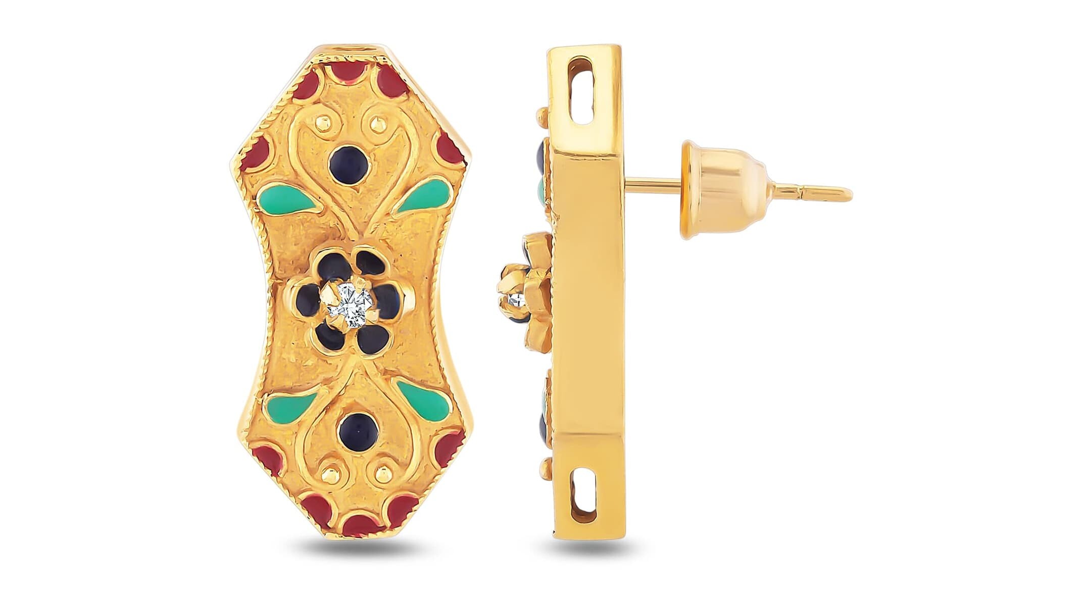 W22KP056 - 22 Ayar Altın Ufo Model Mineli Küpe
