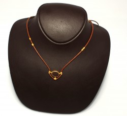 Agate Gemstoned Leather Chain Necklace with 24K Gold Bezel - 5