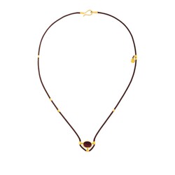 Agate Gemstoned Leather Chain Necklace with 24K Gold Bezel - 3