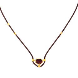 Agate Gemstoned Leather Chain Necklace with 24K Gold Bezel - 2
