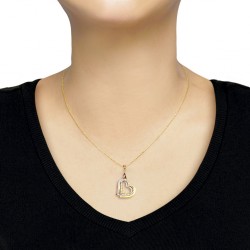 Gold 3 Color Heart Necklace 14K - Nusrettaki