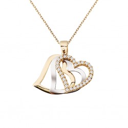 Gold 3 Color Heart Necklace 14K - Nusrettaki (1)