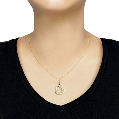 Gold 3 Color Heart Necklace 14K - 1