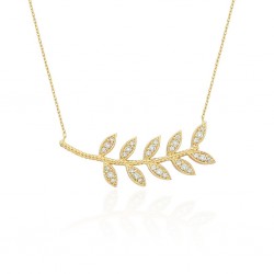 Gold 14K Olive Branch Leaf Necklace - Nusrettaki (1)