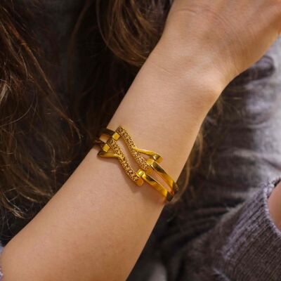 Altın Çapraz Kaburga Bilezik - 1