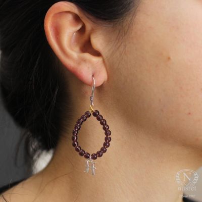 Amethyst Silver Letter Earrings - 4