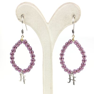 Amethyst Silver Letter Earrings - 5