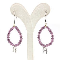 Amethyst Silver Letter Earrings - 6