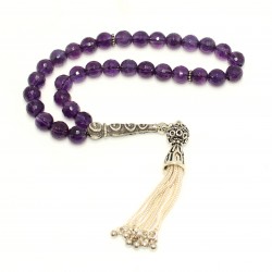 Silver Sphere Cutting Prayer Beads with Amethyst - 3