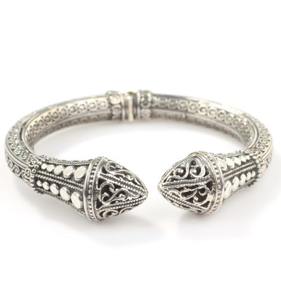 Ancient Byzantine Design Silver Bangle - 3