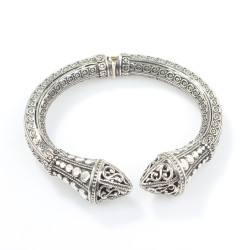 Ancient Byzantine Design Silver Bangle - 5