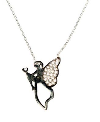 Angel Necklace Black Color - White Stone - 2