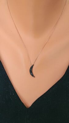 925 Ayar Gümüş Ay Kolye - 1